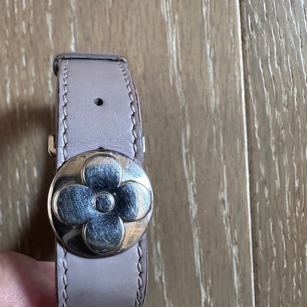 Louis Vuitton Monogram Flower Buckle Leather Bracelet Purple